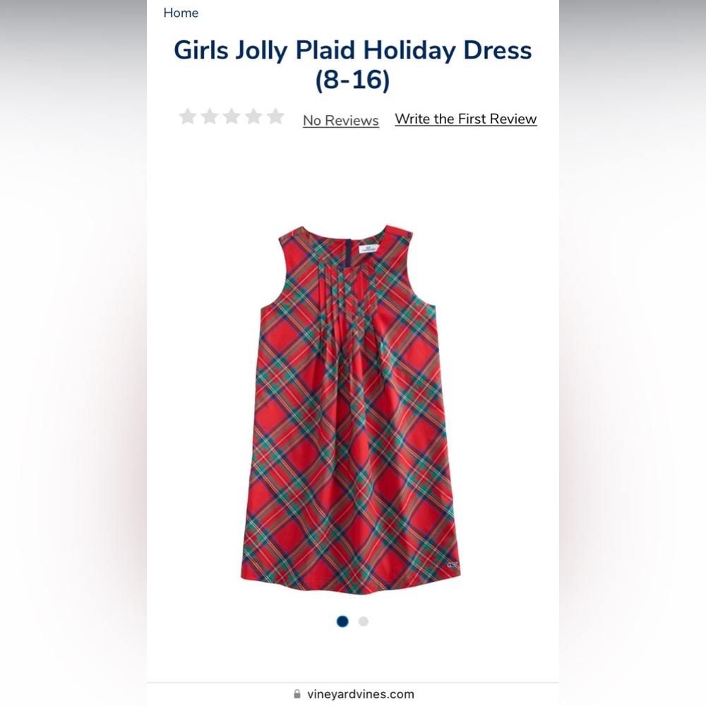 Vineyard Vines Girls size 12 JOLLY PLAID holiday dress